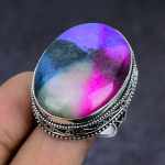Rainbow Solar Quartz Gemstone 925 Sterling Silver gift Jewelry Ring Size 9 v6D32