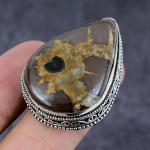 Mud Crack Fossil Gemstone Handmade 925 Sterling Silver Jewelry Ring Size 10 s1u68