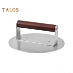 Roostevabast terasest burgeripress hamburgeri peekonipressimine, puidust k&auml;epidemega grillt&ouml;&ouml;riistaga lihapurustaja BBQ Panini veiselihavorsti jaoks Round