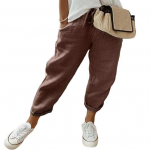 Naiste vabaaja p&uuml;ksid &uuml;hev&auml;rvilised lahtised pikad p&uuml;ksid elastse v&ouml;&ouml;kohaga reguleeritava n&ouml;&ouml;riga p&uuml;ksid taskutega M veinipunane v&auml;rv