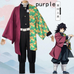 Kimetsu no Yaiba Demon Slayeri kost&uuml;&uuml;m Kamado Tanjirou Nezuko Agatsuma Zenitsu Tomioka Giyuu Muzan Cosplay anime 2XL lilla