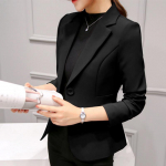 Kvaliteetne naiste vabaaja moekas Slim Fit Business Basic jope Naiste bleiserid t&ouml;&ouml;riided L must