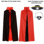 Kantud m&otilde;lemal pool topeltmantlit, must punane &uuml;mberp&ouml;&ouml;ratav gooti vampiir Cape Unisex Halloweeni j&otilde;ulukost&uuml;&uuml;mid uhke kleit 90/Kid