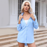 YYFS Naiste mood vabaaja kevads&uuml;gise &uuml;hev&auml;rvilise tr&uuml;kiga pikkade varrukatega polo-kaelusega pluusid ja s&auml;rgid XXL