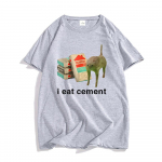 I Eat Cement Cat T-s&auml;rgid Naljakad koomiksid Graafilise tr&uuml;kiga T-s&auml;rk T&auml;navar&otilde;ivad Hip Hop Suve puuvillased T-s&auml;rgid Meeste Naiste T-s&auml;rgid Topid M hall v&auml;rv