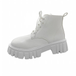 Tursked platvormiga valged poolsaapad naiste s&uuml;gistalvised Pu-nahast v&otilde;itlussaapad Mujer Punk paksu p&otilde;hjaga mootorrattasaapad 35 must