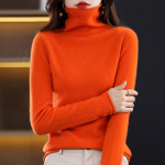 Naiste ka&scaron;miirist sviiter Qinghe ka&scaron;miir 30% ka&scaron;miir 70% vill s&uuml;gis-talvine ka&scaron;miir pullover pehme ja soe L oranž