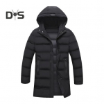 Meeste puuvillane mantel kapuutsiga pikkade varrukatega taskud, pikad sulejope, lukuga plekk, &uuml;hev&auml;rvilised taskud, paksendatud vabaaja v&auml;lir&otilde;ivad L hall