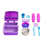 Bento l&otilde;unakarp lekkekindel, l&otilde;unakarbi komplekt isoleeritud toidupurgiga, 2 sektsiooni, s&ouml;&ouml;giriistad lastele, teismelistele, v&auml;ikelastele, BPA-vaba, n&otilde;udepesumasinas pestav One Size lilla