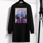 Naiste suures suuruses &uuml;mara kraega dressipluus kevade ja s&uuml;gise vaba keskmise pikkusega s&auml;rgi pikkade varrukatega pullover XL must