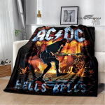 Rockb&auml;nd AC/DC retrotr&uuml;kiga flanellist soe pleed piknikutekk voodikate viskepleed voodipesu S&uuml;nnip&auml;evakink 30x40in