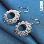925 Sterling h&otilde;bedane &uuml;mmargune tuuleratta ripats perforeeritud k&otilde;rvar&otilde;ngad Moodsad pulmaehted 4.30*2.50cm