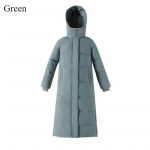 Pikk soe &uuml;le p&otilde;lve ulatuv sulejope kapuutsiga paks tuulekindel talvemantel 2024 naiste &uuml;hev&auml;rviline vabaaja &otilde;huke puuvillapolsterdatud jope 3XL roheline