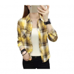 Naiste s&auml;rk, rev&auml;&auml;riga pikkade varrukatega, &uuml;herealine s&auml;rk, topid, taskud, ruuduline tr&uuml;kis, vabaaja stiilis s&auml;rk, mantel M punane