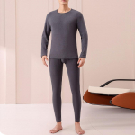 Meeste Pluss Sametist Paks Talvine Termopesu Riided T-s&auml;rgid + P&uuml;ksid 2-osaline Komplekt Meeste &Uuml;likonnad Topid Pluus Rullkrae Kampsun 3XL tumehall v&auml;rv