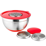 Roostevabast terasest segamiskaussi kaanega riiv kook salat toidukonteiner k&ouml;&ouml;git&ouml;&ouml;riist 18cm Bowl+Lid+Grater gray