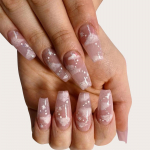 Long Ballet Nude l&auml;bipaistev roosa pilve k&uuml;&uuml;nelaaster, temperament valge manik&uuml;&uuml;r, Euroopa ja Ameerika k&uuml;&uuml;nekile viimistletud k&uuml;&uuml;s