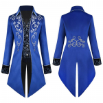 Keskaegne Tuxedo Steampunk Vintage viktoriaanlik pikkade varrukatega tuulepluus Keskaegne vintage &uuml;likond, printsi kost&uuml;&uuml;m meestele meeste aurupunk M sinine