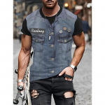 Fake Vest Jope muster Prindi T-s&auml;rgid meestele 3D Uudsus Suvine Hip Hop Trend Top Mood Oversized Cool Street Meester&otilde;ivad XL