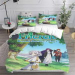 3D prinditud anime Frieren voodipesukomplekt, tekikott tekk voodikomplekt tekikate padjap&uuml;&uuml;r, kuningas kuninganna kaksiksuurus poisid t&uuml;drukud t&auml;iskasvanud 135x200cm 2pcs