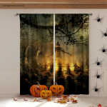 Halloweeni &otilde;udusk&otilde;rvitsa koomiksiprindiga kardinad, pimendavad, soojusisolatsioon, restoran, magamistuba, peokaunistus W100xH130(CM) folio&Grommet Top