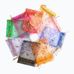 50/100pcs Gold Moon Stars Gift Organza Bags Drawstring Jewelry Gift Bags Pouches Candy Bags Christmas Wedding Birthday decor 50pcs&7x9cm valge