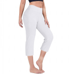 Naiste elastsed k&otilde;rge v&ouml;&ouml;kohaga 3/4 p&uuml;kstega vabaaja Active Fit laia s&auml;&auml;rega p&uuml;ksid taskutega L armee roheline v&auml;rv