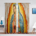 3D Guadalupe Neitsi Mehhiko P&uuml;hak Neitsi Maarja Lilleline L&auml;bipaistev Kardin Magamistoa Elutoa K&ouml;&ouml;gi Rulood Aknakardinad 2 tk (W70cmxH185cm)x2&Rod Pocket