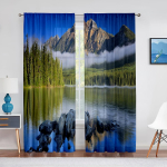 M&auml;ej&auml;rve Kevad Loodusmaastik &Otilde;huke Kardin Magamistoale Elutoale K&ouml;&ouml;gile Lillede V&auml;li Aknakardinad 2 paneeli Drapp 100W130H(CM)40x51in&rod pocket