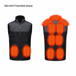 Unisex nutikas v&auml;rvide sobitusega soojendusega vest 21 tsooni p&uuml;sitemperatuuri kontrolliga XL hall v&auml;rv/must