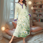 Naiste &ouml;&ouml;s&auml;rk Moodne tr&uuml;kitud pikk majamantel V-kaelusega pidžaama taskutega kleit L