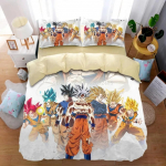 Anime Dragon-Ball Voodipesukomplekt, Goku tekikott, Tekk, Voodikate, Super Saiyani Voodipesukomplekt T&auml;iskasvanutele, Lastele 220x240cm 3pcs