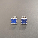 925 Sterling H&otilde;be Mitmev&auml;rviline Nelja Lehega Lillekujuline Naelk&otilde;rvar&otilde;ngas Plaatina 7mm Malahhiit K&otilde;rvar&otilde;ngas sinine