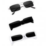 Sheomy Unisex Combo pakkumine 3 tooni prillidega ruudukujulised p&auml;ikeseprillid ristk&uuml;lik retro vintage kitsad naised::Mehed, HBW-007