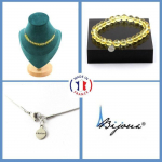 Pierres et Min&eacute;raux. Parure bijoux Bracelet Collier 15 Perles Citrine 8 mm. Chaine en acier Taille personnalisable.