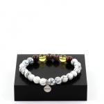 Pierres et Min&eacute;raux. Bracelet Perles Rubis de Mogok, Birmanie, Myanmar + Citrine + Oeil de Fabriqu&eacute; en France.