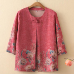 Suured suurused 2XL-7XL Elegantne &uuml;lem&otilde;&otilde;tmeline s&auml;rk naistele, topid, vabaaja vintage pluus, suvine keskealiste naiste riietus 4XL punane