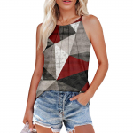 Naiste suvised plisseeritud O-kaelusega tr&uuml;kitud topid vabaaja topid naistele avarate varrukateta s&auml;rgid L sinine