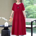 Naiste kleit Suvised vintage riided vabaaja l&uuml;hikeste varrukatega pikk kleit naistele suvekomplekt 5XL