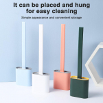 Vannitoa Creative Cleaning Pintslikomplekt Silikoonist WC-hari koos harjahoidjaga valge