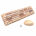 Mofii Sweet Juhtmevaba Retro &Uuml;mar Klaviatuur-Hiire Komplekt Ergonoomika 104 Nuppu &Uuml;hilduv Mitme S&uuml;steemiga S&uuml;learvuti M&auml;ngu Kontori T&ouml;&ouml; beež