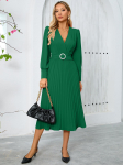 2025 Naiste Uus V-kaelusega Pikkade varrukatega Kleit Moodsale Sale Temperamendiga Plisseeritud A-l&otilde;ikeline Pikk Kleit Kleit XXL