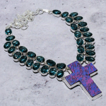 Purple Turquoise, Iolite Handmade 925 Sterling Silver Necklace 18 b7d18