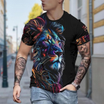 Uus suvine meeste mood T-s&auml;rk Personality Lion Printed Meeste T-s&auml;rk Top XS must