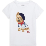 Polo Ralph Lauren Loomanahaprindiga Graafiline &Uuml;mmarguse Kaelusega L&uuml;hikeste Varrukatega T-s&auml;rk Laste Topid Valge 313936025-001 M