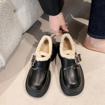 Mokassiinid naiste s&uuml;gis-talvine uus soe ja sametine lambavill puuvillased kingad tuuleplatvorm v&auml;ikesed nahast kingad 39