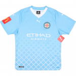 Puma kodus&auml;rk 2023-24 Melbourne City V-kaelusega l&uuml;hikeste varrukatega jalgpallis&auml;rk unisex helesinine 776221-01 M