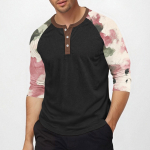 Men's top with three-quarter sleeves and camouflage print L