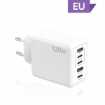 USB Type C kaabel QC3.0 120W PD &uuml;likiire laadija Samsungile, iPhone'ile, Xiaomile, Huaweile, universaalne 5 pordiga kiirlaadija EU Plug valge
