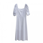 &Uuml;hev&auml;rviline ruudu kaelusega naiste suvine elegantne l&uuml;hikeste varrukatega pikk kleit L